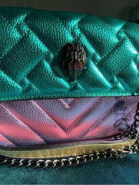 Metallic Teal and Iridescent Pink Women’s Quilted Shoulder Bag by Kurt Geiger